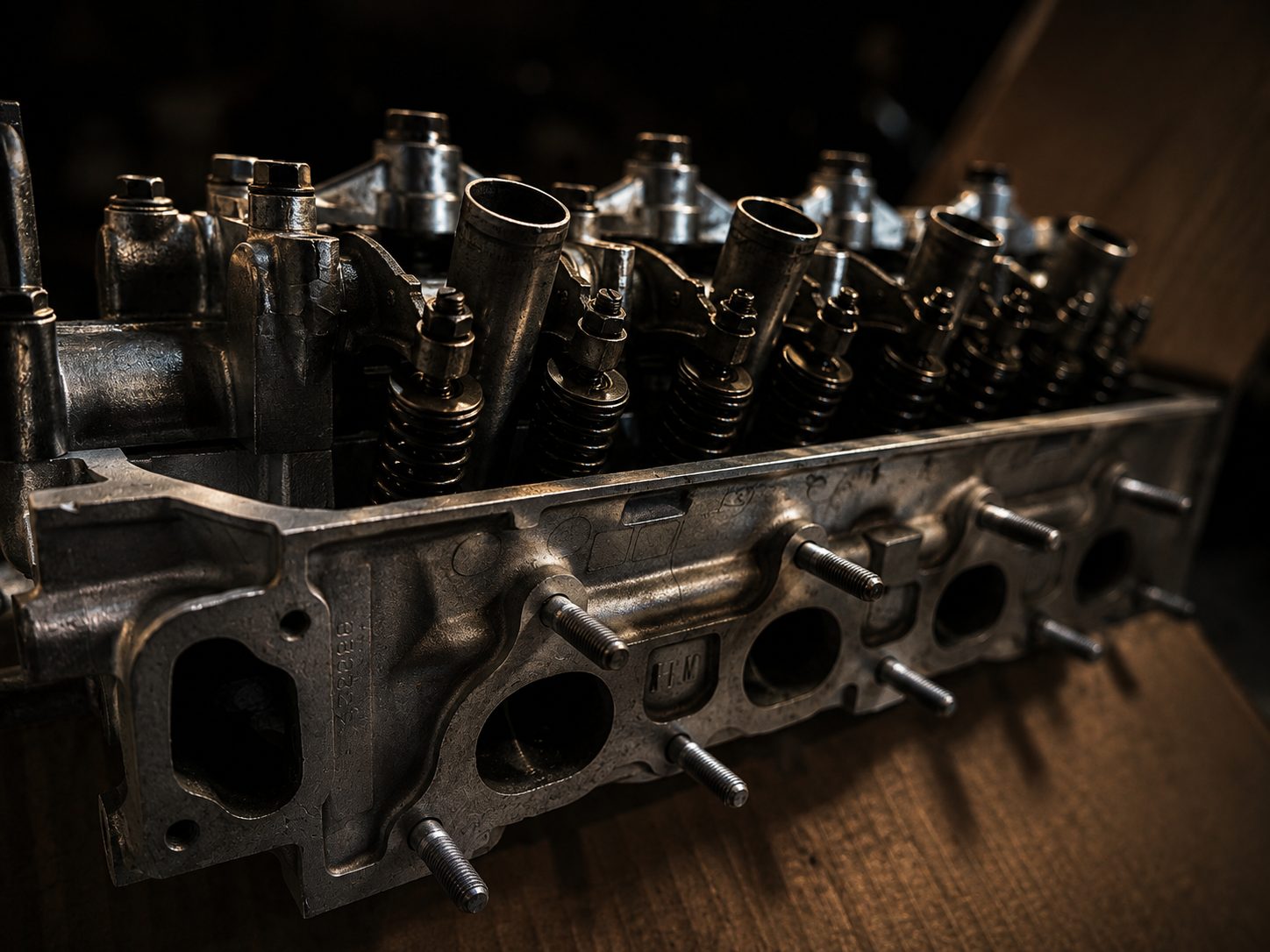 The refreshed P08 head with new valves, springs, and rocker shafts, HM casting proud