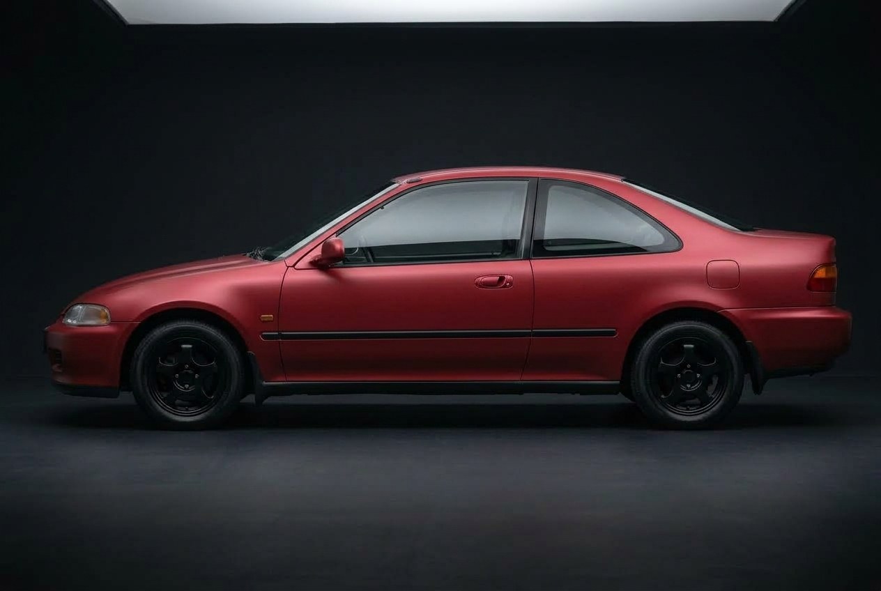 Civic coupe wrapped in Crimson